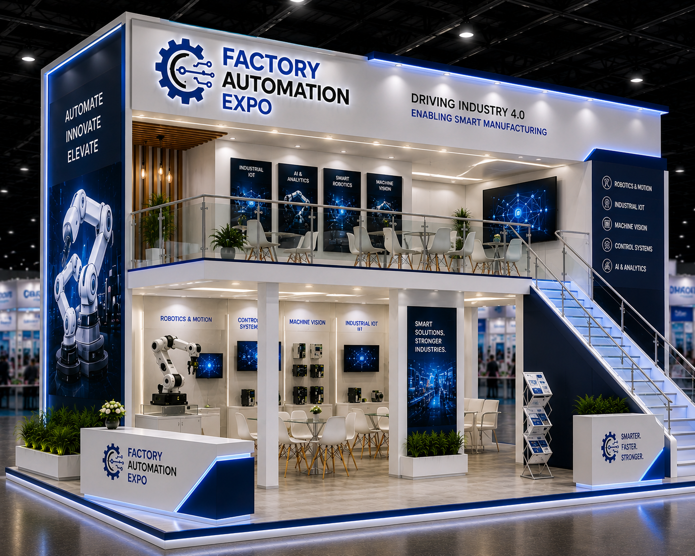 Double-Decker Exhibition Stand Designs for Factory Automation Expo